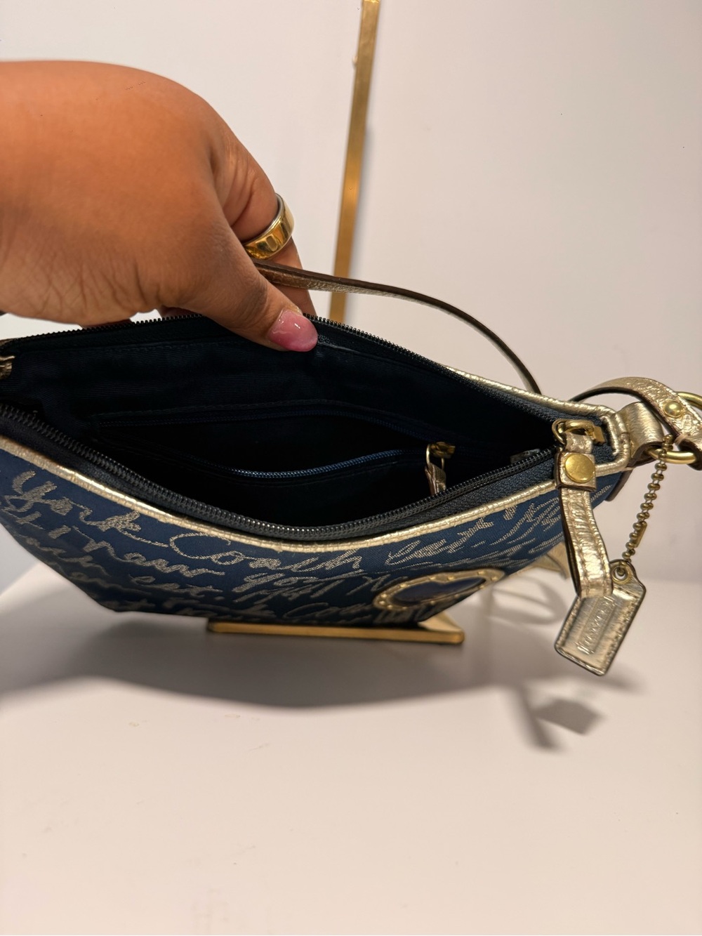 Coach VY2K - Blue Heart Crossbody Bag with Metallic Strap - Picture 4 of 5